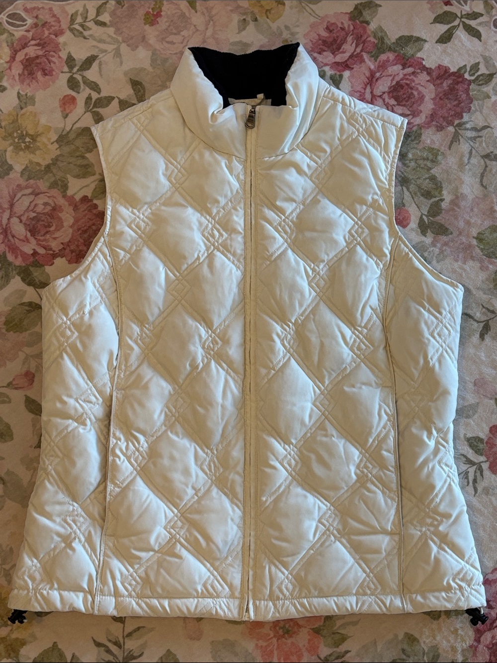 Eddie Bauer Ivory Quilted Sleeveless Goode Down Vest nwot